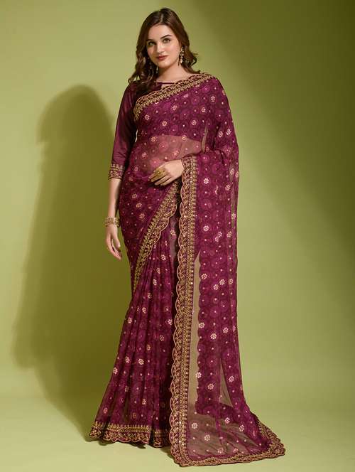 women printed bordered saree with blouse - 21139725 - Very Small Image - 1