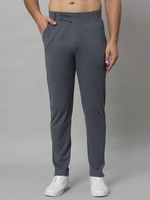 men solid flat front casual trouser - 21140151 - Very Small Image - 1