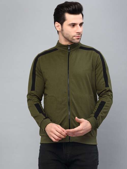 olive green fleece casual jacket - 21143600 - Very Small Image - 1