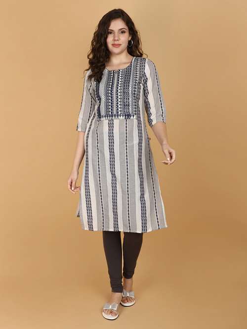 women three quarter sleeve a-line kurta - 21151196 - Very Small Image - 1
