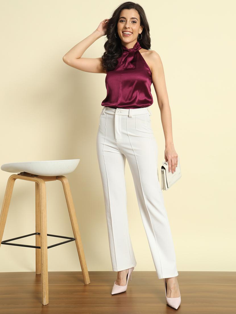 women solid halter neck satin top - 21161279 - Standard Image - 4