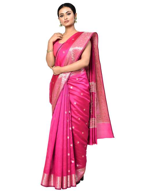 pink banarasi saree with blouse - 21167832 - Very Small Image - 1