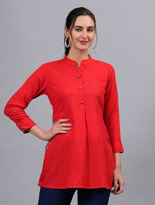 women solid color straight kurti - 21171013 - Very Small Image - 1