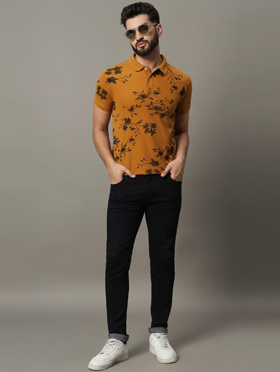 mustard polyester polo t-shirt - 21173300 - Zoom Image - 2