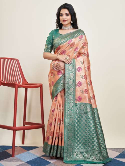 women self design banarasi saree with blouse - 21180285 - Very Small Image - 1
