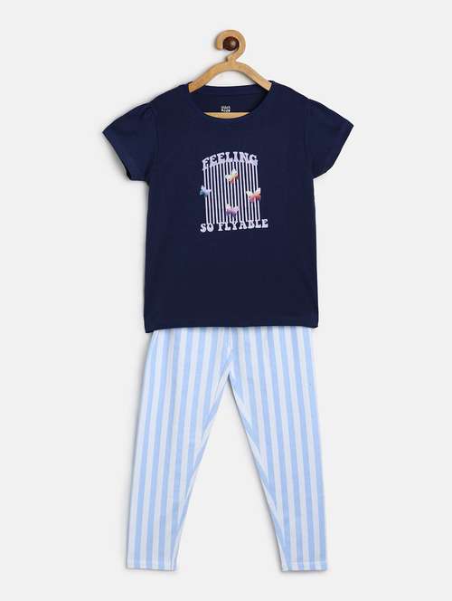 girls round neck printed full length set - 21187068 - Very Small Image - 1