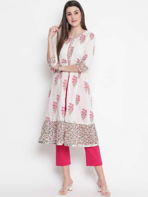 women three quarter sleeve a-line kurta - 21195514 - Very Small Image - 1