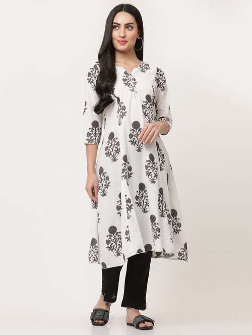 women three quarter sleeve a-line kurta - 21195544 - Very Small Image - 1