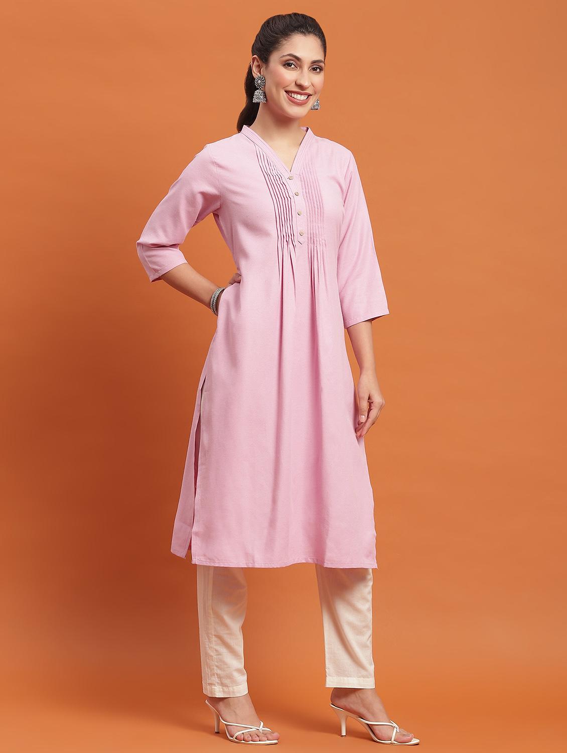 women three quarter sleeve straight kurta - 21221779 - Zoom Image - 2