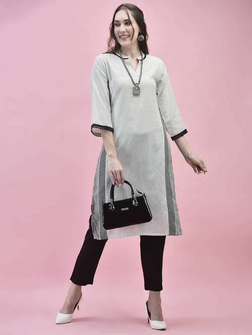 women three quarter sleeve straight kurta - 21221805 - Very Small Image - 1