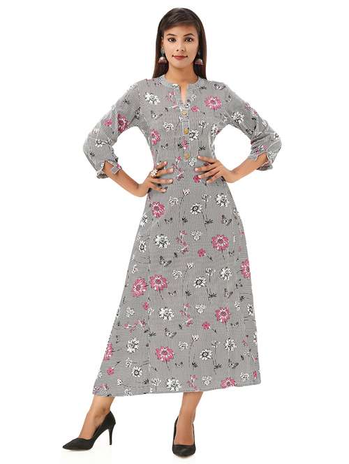 women three quarter sleeve printed a-line kurta - 21232004 - Very Small Image - 1