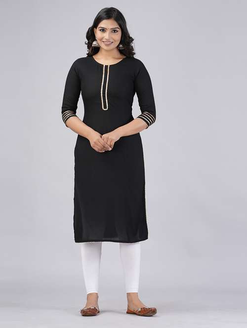 women three quarter sleeve printed straight kurta - 21232033 - Very Small Image - 1