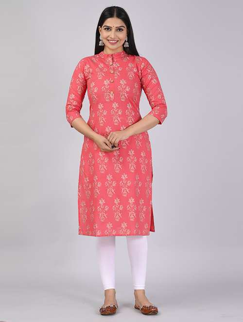 women three quarter sleeve printed straight kurta - 21232049 - Very Small Image - 1
