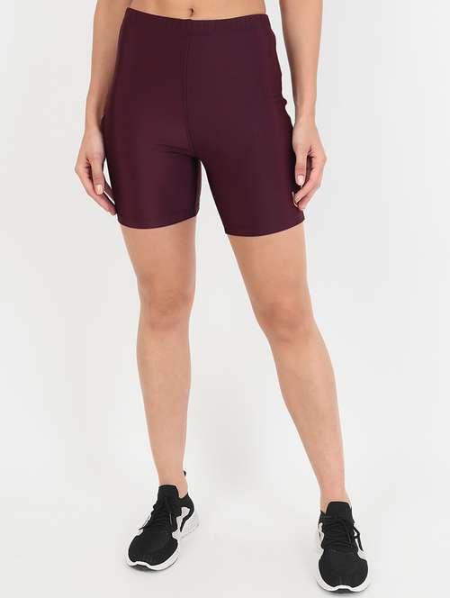 maroon polyester sports shorts - 21237405 - Very Small Image - 1