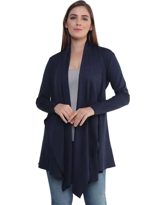 navy blue polyester regular shrug - 21237720 - Very Small Image - 1
