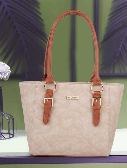 beige leatherette handbag - 21248635 - Very Small Image - 1