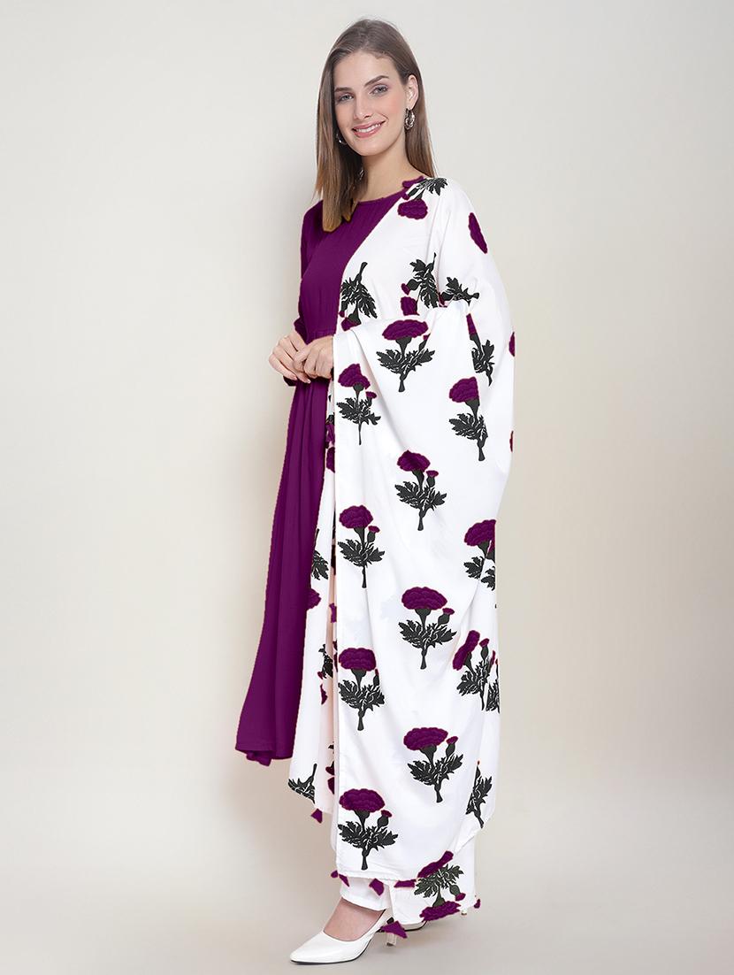 women solid kurta palazzo set with dupatta - 21252349 - Standard Image - 2