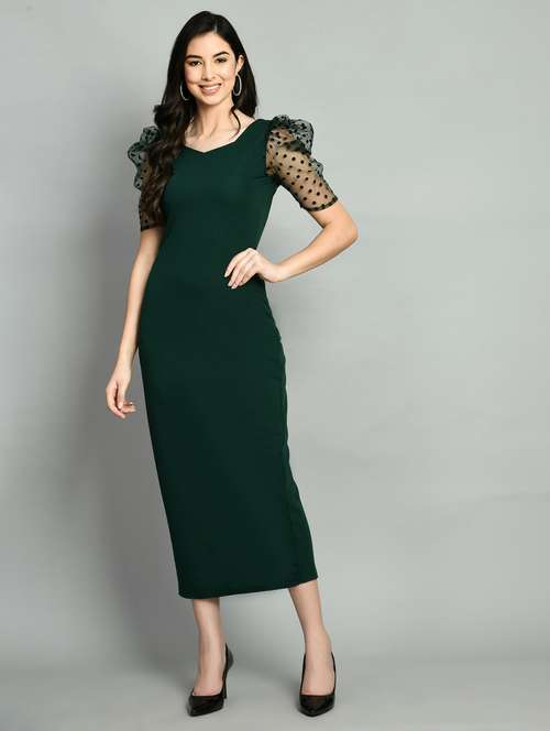 green polyester bodycon dress - 21269932 - Very Small Image - 1
