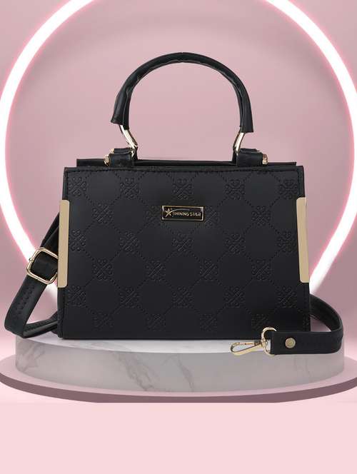 black leatherette (pu) handbag - 21273748 - Very Small Image - 1