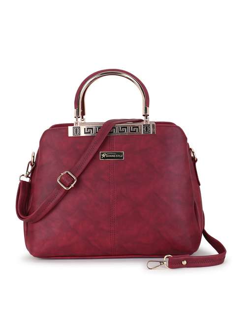 solid leatherette (pu) handbag - 21273772 - Very Small Image - 1