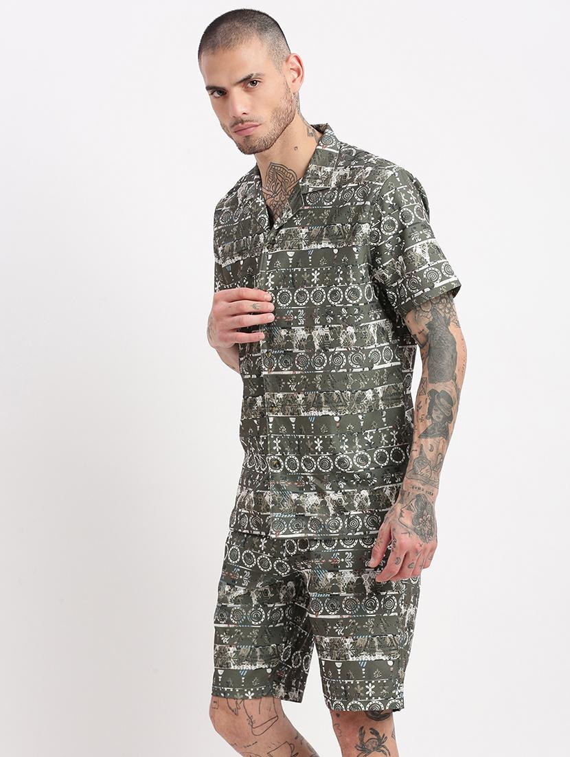 men printed cotton co-ord set - 21276973 - Zoom Image - 2