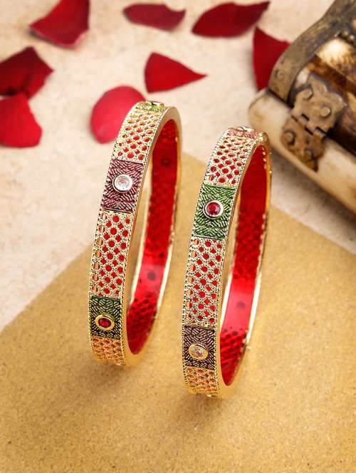 gold alloy bangle set of 2 - 21279215 - Very Small Image - 1