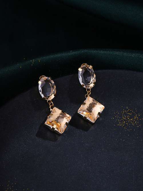 gold stainless steel drop earrings - 21279448 - Very Small Image - 1