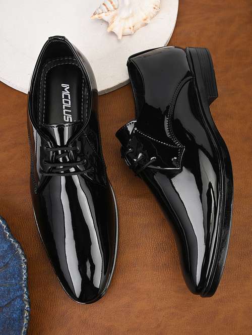 black leatherette laceup derbies - 21283728 - Very Small Image - 1