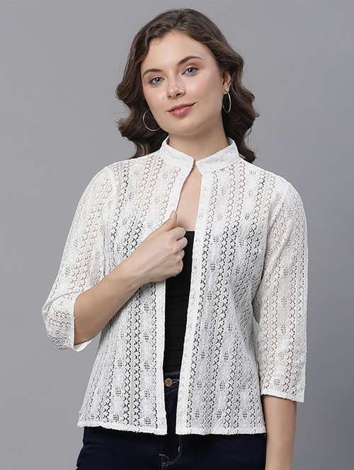 off white cotton blend shrug - 21290700 - Very Small Image - 1