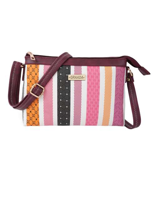 maroon leatherette (pu) sling bag - 21296661 - Very Small Image - 1