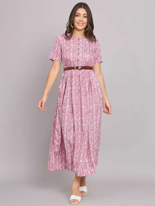 pink crepe aline dress - 21297305 - Very Small Image - 1