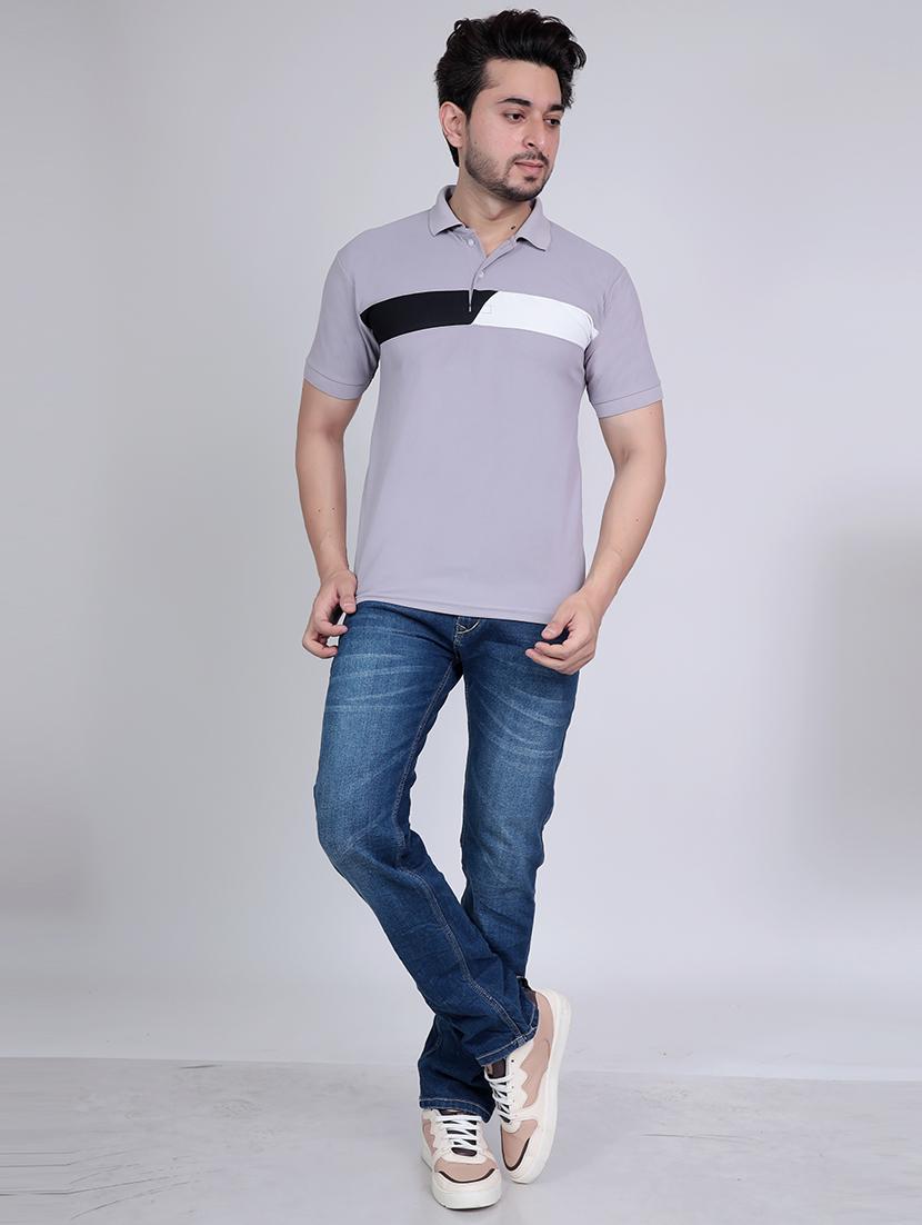 men polo neck color block t-shirt - 21303884 - Zoom Image - 3