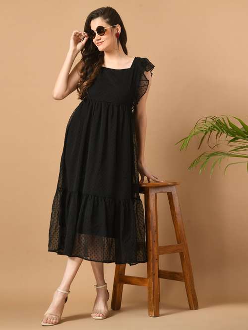 women black polyester fit & flare dress - 21322298 - Very Small Image - 1