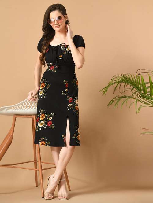 women black polyester shift dress - 21322305 - Very Small Image - 1