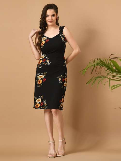 women black polyester bodycon dress - 21322388 - Very Small Image - 1