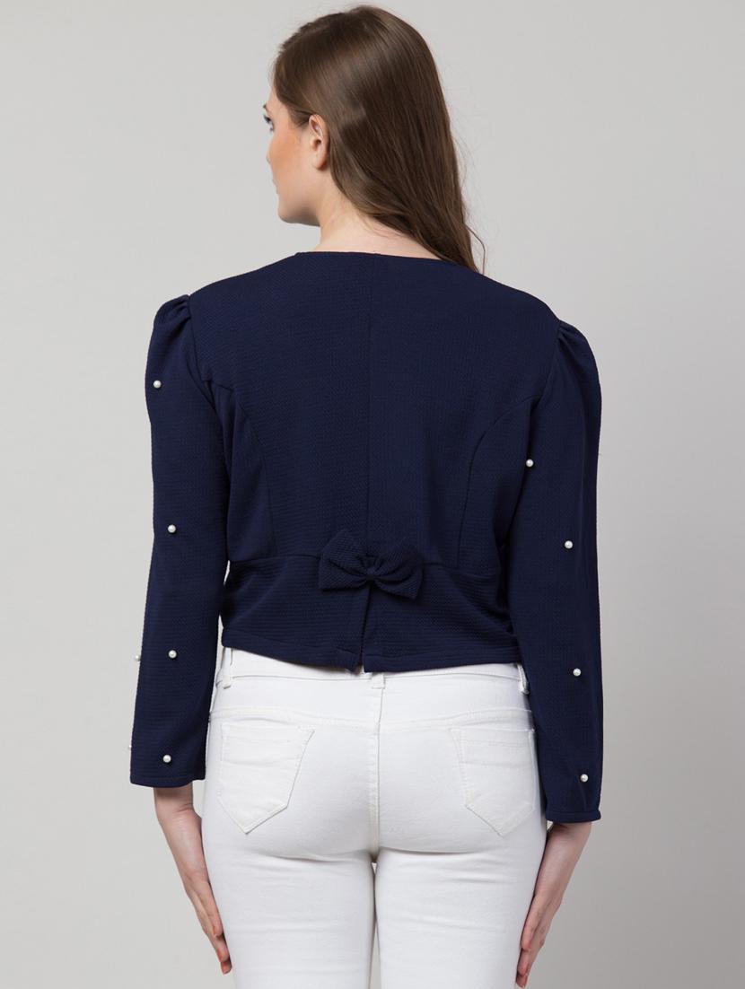 women blue cotton blend regular shrug - 21322521 - Standard Image - 2