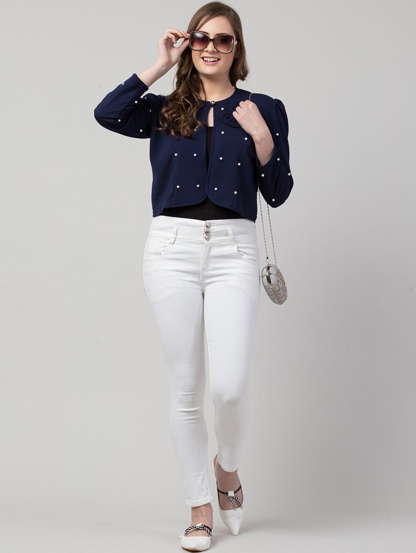 women blue cotton blend regular shrug - 21322521 - Zoom Image - 3