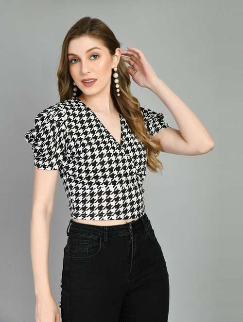 women white cotton blend crop top - 21322849 - Very Small Image - 1