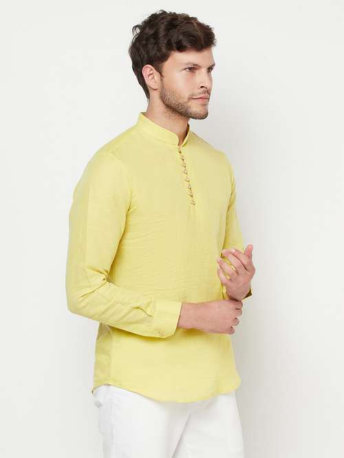 men solid cotton short kurta - 21324616 - Very Small Image - 1