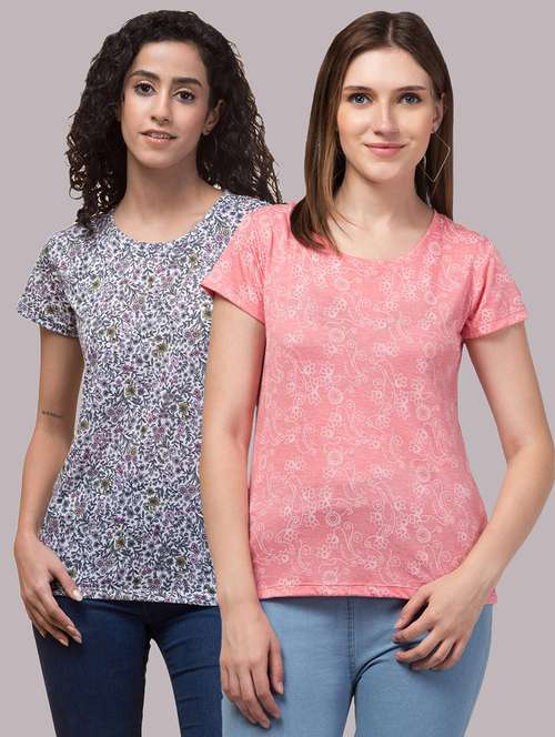 pack of 2 women multi colored printed t-shirt - 21326767 - Very Small Image - 1