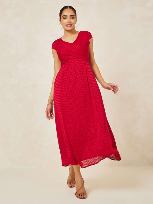 red polyester aline dress - 21334285 - Very Small Image - 1