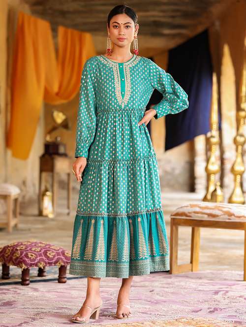 women printed tiered dress - 21338621 - Very Small Image - 1