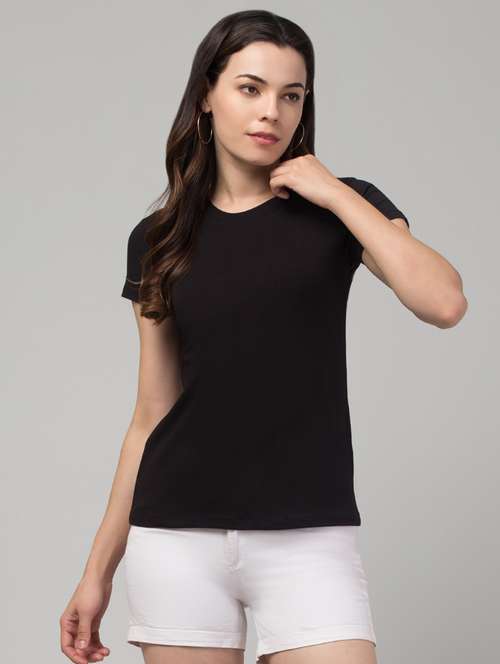 women solid short sleeves plain t-shirt - 21339465 - Very Small Image - 1