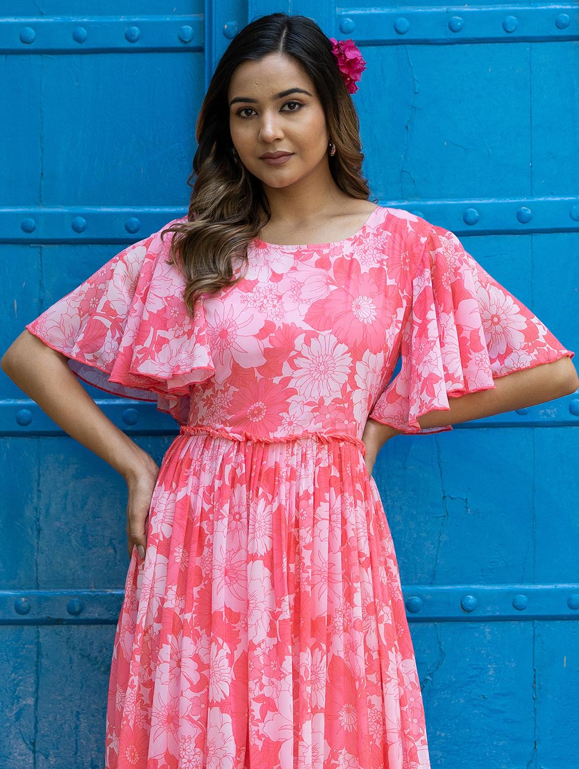 women printed flared sleeves tiered dress - 21342301 - Zoom Image - 3