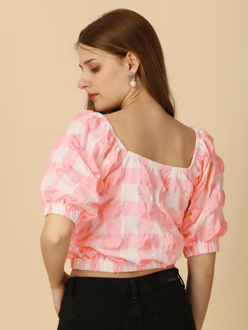 women pink silk blend crop top - 21345679 - Standard Image - 3