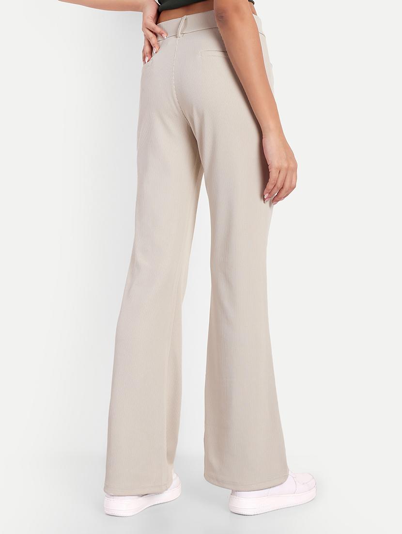 women beige solids bootcut trousers - 21347533 - Zoom Image - 2