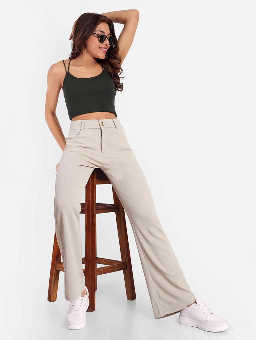 women beige solids bootcut trousers - 21347533 - Zoom Image - 4