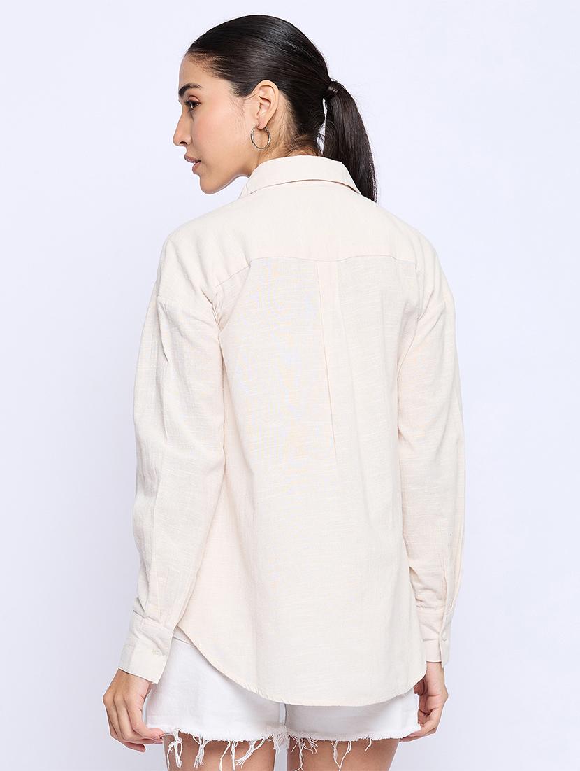 cream cotton oversized shirt - 21348321 - Zoom Image - 3