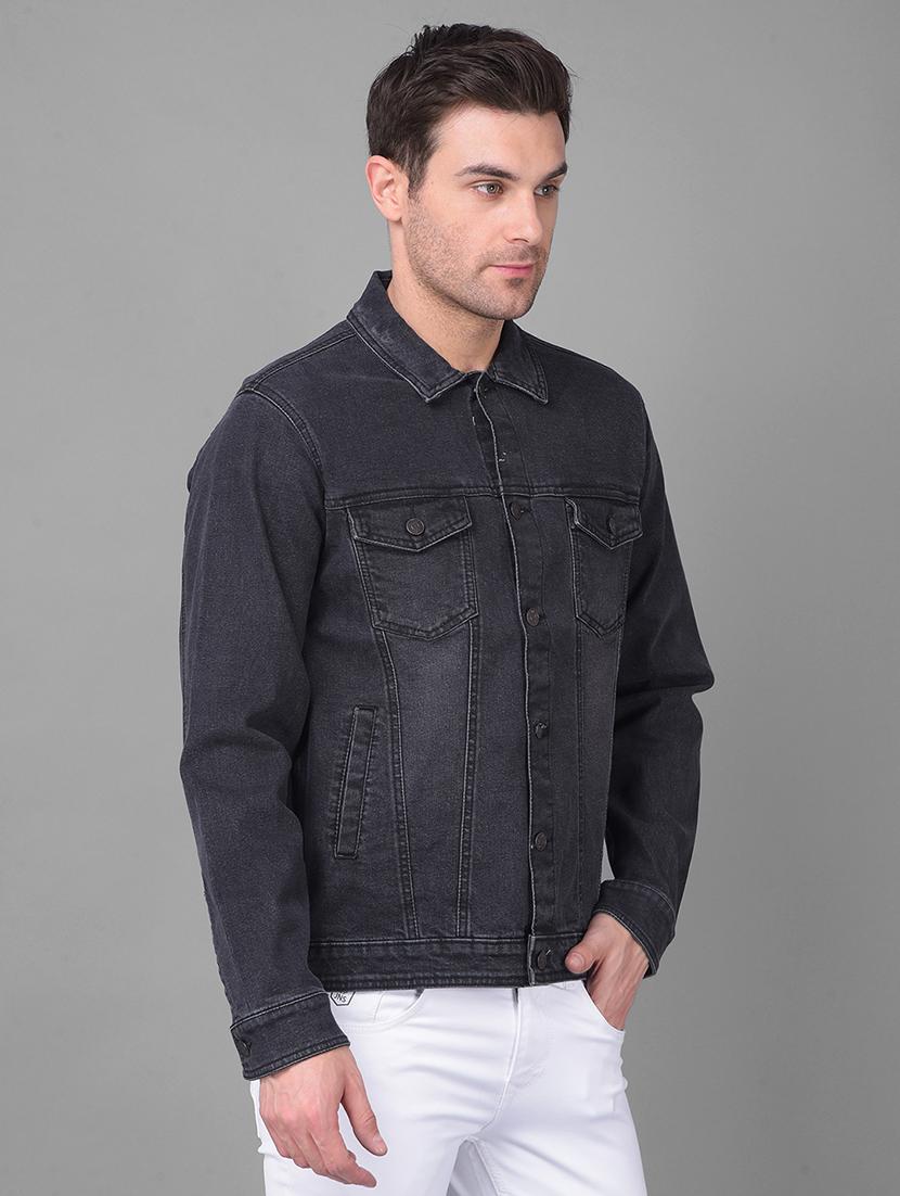 men charcoal long sleeve denim jacket - 21351135 - Standard Image - 2