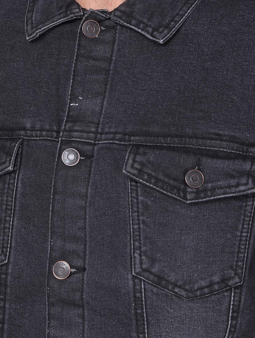 men charcoal long sleeve denim jacket - 21351135 - Standard Image - 5